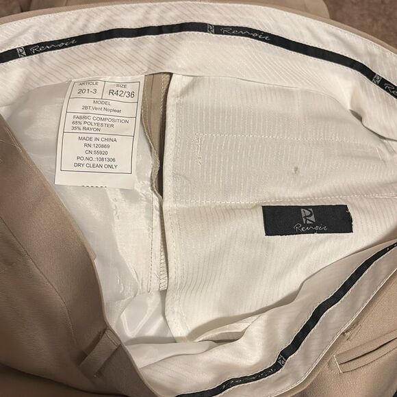 Renoir Men’s 2 Piece Tan Suit (Pants and Jacket) - Picture 7 of 8